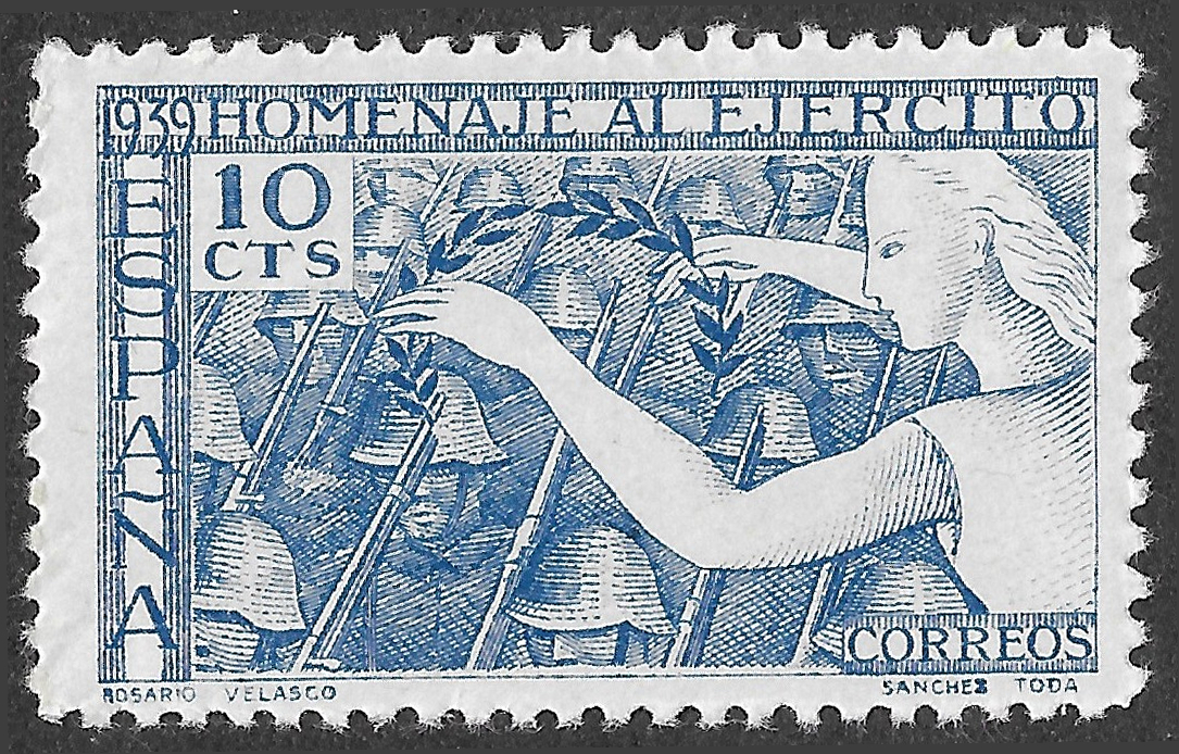 S452 – Spain 1939 – Homenaje al Ejército – 10 Céntimos Blue – Edifil 887 – MNH