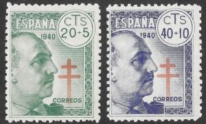 S459 – Spain 1940 – Pro Tuberculosos – 20c + 5c and 40c + 10c – Edifil 937–938 – MNH