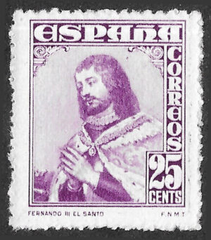 S464 – Spain 1948 Historical Figures — Ferdinand III the Saint, 25 céntimos, Edifil 1033, MNH