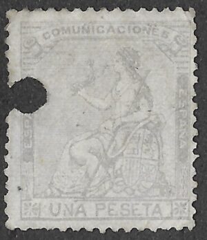 Spain. 1873. FIRST REPUBLIC. Definitives Issue. 1 PESETA LILAC. EDIFIL 138. Cancelled. S181