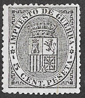 Spain. 1874. War Tax. 5 CÉNTIMOS BLACK. EDIFIL 141. MH. S186