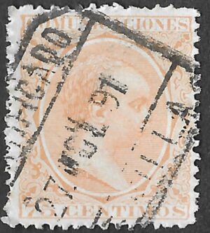 Spain. 1889. King Alfonso XIII. 75 CÉNTIMOS ORANGE. EDIFIL 225 Cancelled. S221