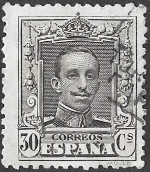 Spain. 1922. Alfonso XIII. Tipo Vaquer. 30 CÉNTIMOS BROWN. EDIFIL 318. Cancelled. S282