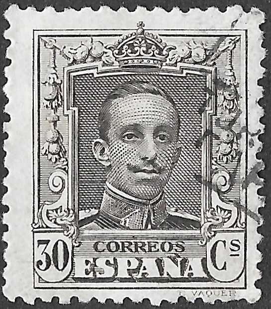 Spain. 1922. Alfonso XIII. Tipo Vaquer. 30 CÉNTIMOS BROWN. EDIFIL 318. Cancelled. S282