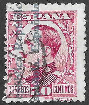 S361 – Spain 1931 – Alfonso XIII República Española Overprint – 30 Céntimos Lilac-carmine – Edifil 599 – Used