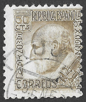 S397 – Spain 1934 – Santiago Ramón y Cajal – 30 céntimos – Edifil 680 – Cancelled
