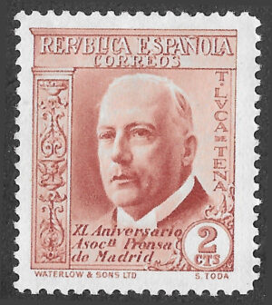 S409 – Spain 1936 – Torcuato Luca de Tena – 2 céntimos – Edifil 696 – MH