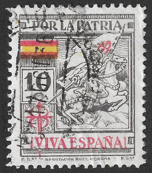 S428 – Spain 1936–1937 – La Coruña – Por la Patria / ¡Viva España! – 10 Céntimos – Used – Edifil AFINET subtype pending