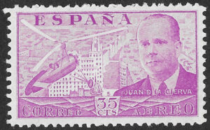 S434 – Spain 1939 – Juan de la Cierva – 35 Céntimos Lilac – Correo Aéreo – MNH – Edifil 882