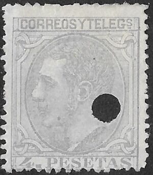 Spain. 1879. King Alonso XII. 44 PESETAS GREY. EDIFIL 208. Cancelled. S206