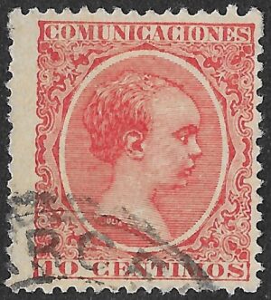 Spain. 1899. King Alfonso XIII. 10 CÉNTIMOS VERMILION. EDIFIL 218 Cancelled. S228