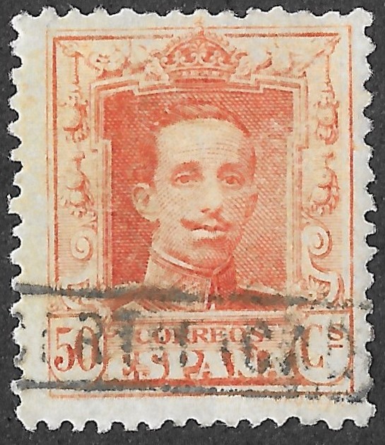Spain. 1922. Alfonso XIII. Tipo Vaquer. 50 CÉNTIMOS ORANGE. EDIFIL 320. Cancelled. S283