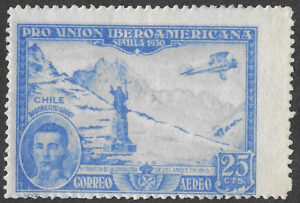 S337 – Spain 1930 – Pro Unión Iberoamericana — Correo Aéreo – Dagoberto Godoy — crossing of the Andes, 1918 – 25 céntimos – Edifil 585 – MNH
