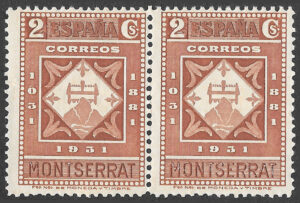 S368 – Spain 1931 – IX Centenary of Montserrat, intact horizontal pair – 2 céntimos each – Edifil 637 – MNH