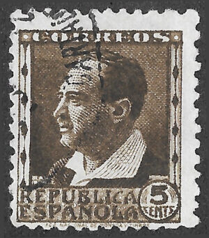 S398 – Spain 1934 – Personajes — Blasco Ibáñez – 5 céntimos – Edifil 681 – Cancelled