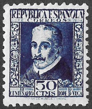 S404 – Spain 1935 – Lope de Vega — Portrait – 50 céntimos – Edifil 692 – MH
