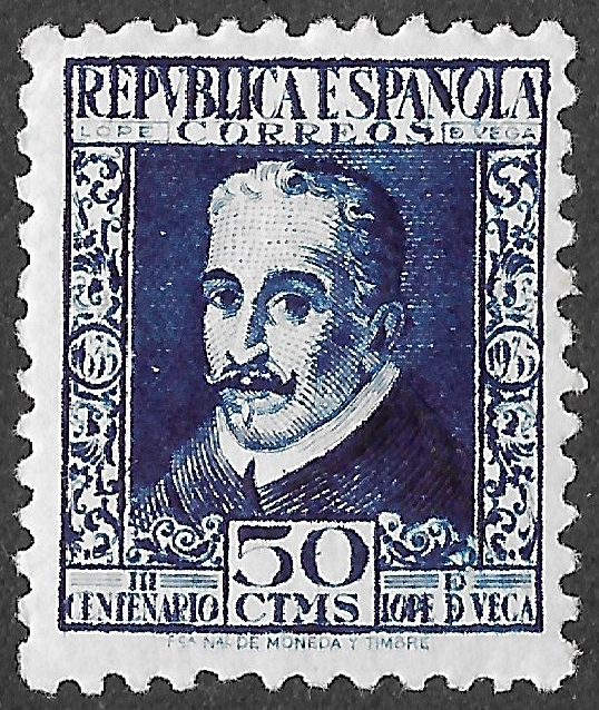 S404 – Spain 1935 – Lope de Vega — Portrait – 50 céntimos – Edifil 692 – MH