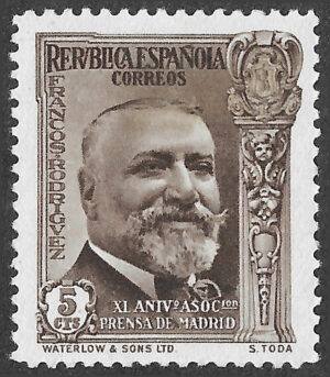 S410 – Spain 1936 – José Francos Rodríguez – 5 céntimos – Edifil 697 – MH