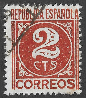 S416 – Spain 1936 – Ornamental numeral 2 – 2 céntimos – Edifil 731 – Cancelled