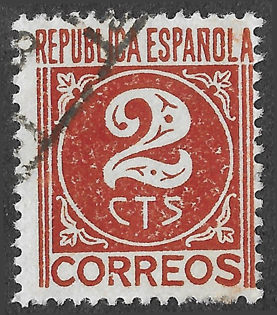 S416 – Spain 1936 – Ornamental numeral 2 – 2 céntimos – Edifil 731 – Cancelled