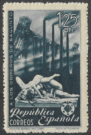 S422 – Spain 1938 – Sagunto industrial works and Agustín Querol sculpture – 1.25 pesetas – Edifil 774 – MH