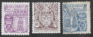 S461 – Spain 1944 – Milenario de Castilla – Complete First Series Edifil 974–976 – Mixed Condition