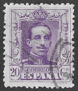 Spain. 1922. Alfonso XIII. Tipo Vaquer. 20 CÉNTIMOS LILAC. EDIFIL 316. Cancelled. S278