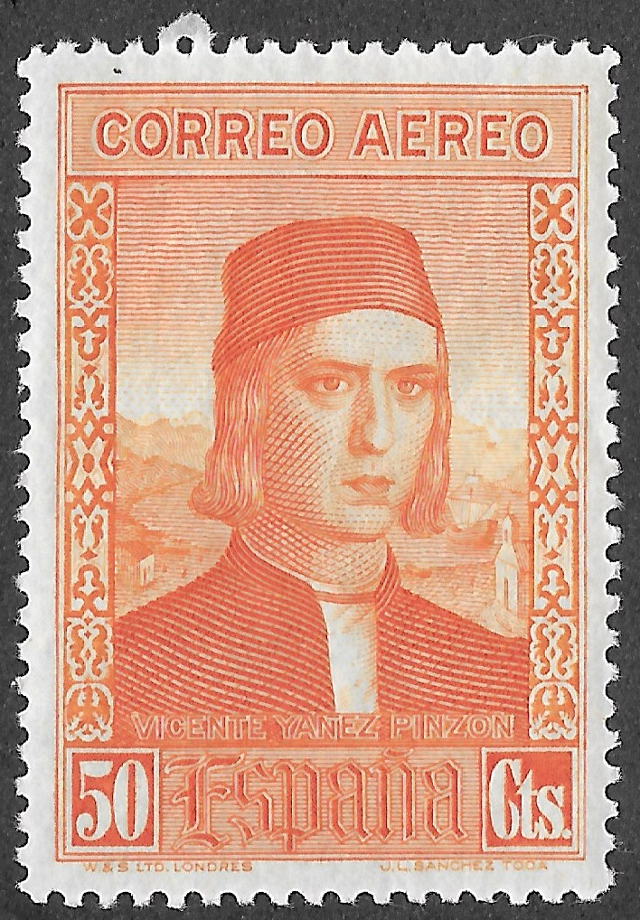S320 – Spain 1930 – Discovery of America, Airmail – Vicente Yáñez Pinzón – 50 Céntimos – Edifil 555 – MNH