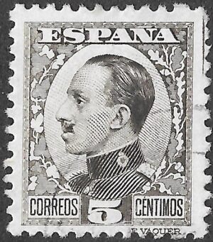 S344 – Spain 1930 – Alfonso XIII — Vaquer profile – 5 céntimos – Edifil 491 – Cancelled
