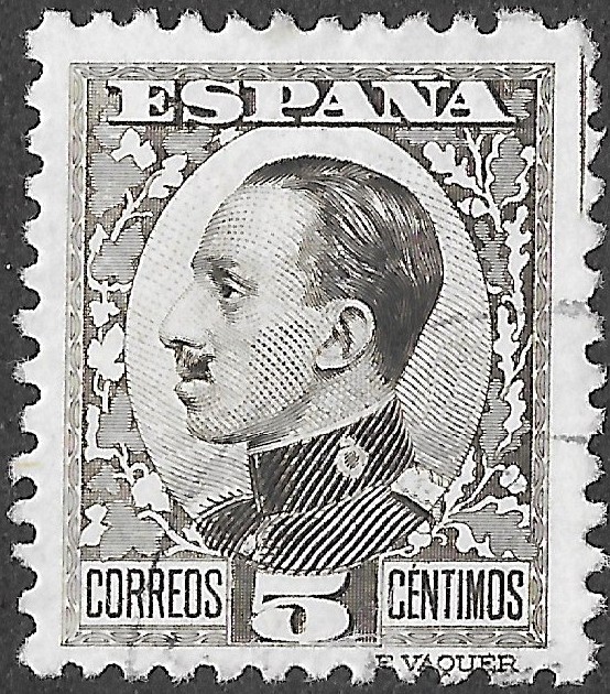 S344 – Spain 1930 – Alfonso XIII — Vaquer profile – 5 céntimos – Edifil 491 – Cancelled