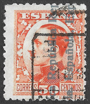 S363 – Spain 1931 – Alfonso XIII República Española Overprint – 50 Céntimos Orange – Edifil 601 – Used