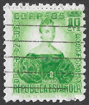 S399 – Spain 1935 – Personajes — Mariana Pineda – 10 céntimos – Edifil 682 – Cancelled