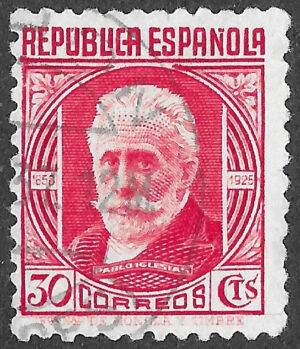 S417 – Spain 1936 – Pablo Iglesias Posse (1850–1925) – 30 céntimos – Edifil 734 (provisional) – Cancelled