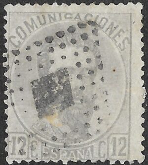 Spain. 1872. King Amadeo I. 12 Céntimos Greyish Lilac. EDIFIL 122. Cancelled. S175