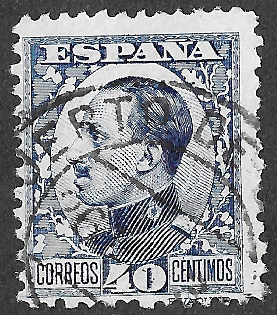 S349 – Spain 1930 – Alfonso XIII Vaquer Profile – 40 Céntimos Blue – Edifil 497 – Used