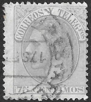 Spain. 1882. King Alfonso XII. 75 CÉNTIMOS GREYISH VIOLET. EDIFIL 212 Cancelled. S210
