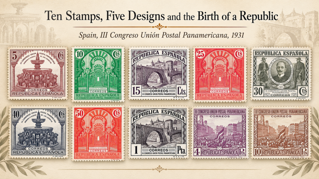 A collector's guide to the Third Pan-American Postal Union Congress issue, Edifil 604–613. In October 1931